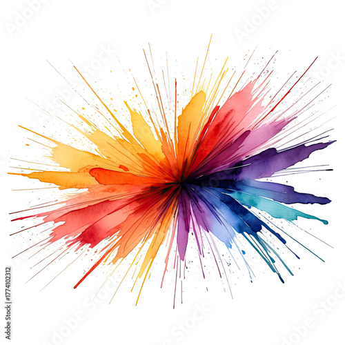 Watercolor explosion of vibrant colors against a black backdrop
