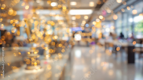 Wallpaper Mural Soft golden bokeh lights shimmer in a blurred abstract indoor setting Torontodigital.ca