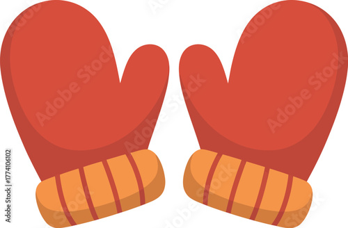 Find cute red winter mittens vector illustration for cold weather christmas season