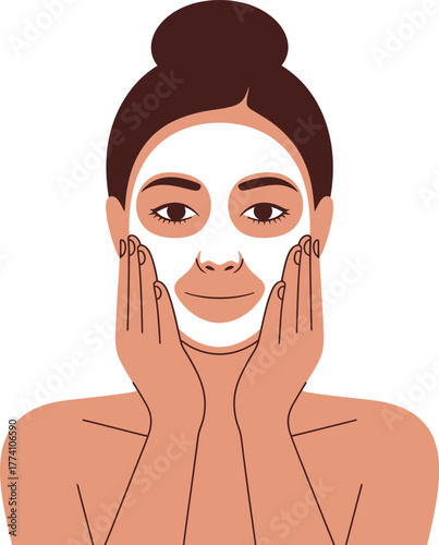 Woman applying facial mask skincare routine beauty treatment spa day self care at home