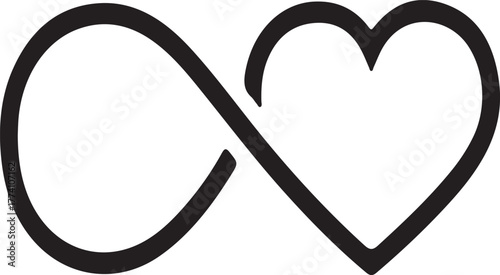 Infinity Symbol Intertwined with a Heart Outline on White Background love forever