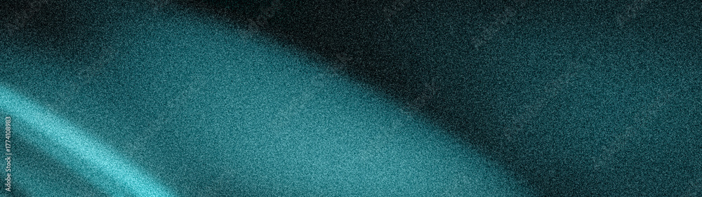 Obraz premium Deep abstract teal and cyan grainy wide background with a flowing light arc Dynamic 4K backdrop perfect for tech nature and luxury design projects