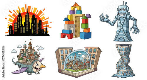 Suitcase Full of Travel Souvenirs Landmarks and Objects Exploring Vacation Journey Tourism Trip Adventure Holiday Culture Discovery Souvenir Luggage