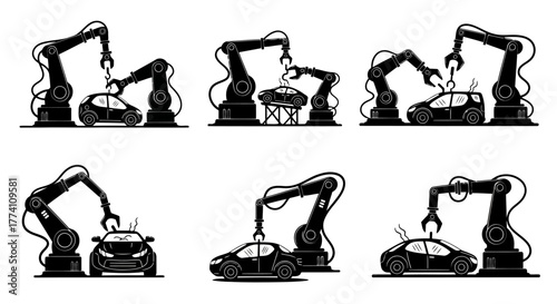 Car Manufacturing Process Automated Assembly Line Robotic Arms Assembling Vehicle Parts Automation Technology Industry Factory Production
