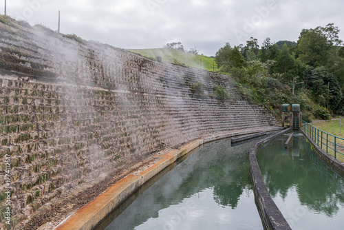 Hydroelectric facilities along the trail from Caldeiras da Ribeira Grande to Salto do Cabrito on Sao Miguel Island, Azores archipelago