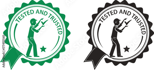 Tested and Trusted Green Seal | Icon for Quality Assurance, Reliability, Product Validation, and Company Certification