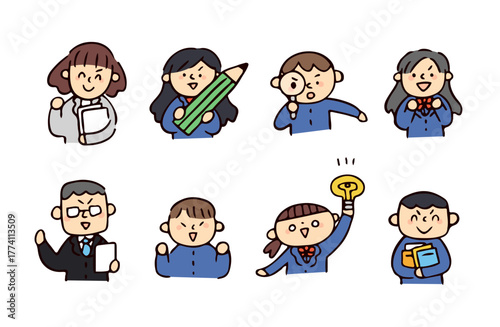 先生と学生のイラストセット