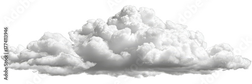 A fluffy, white cloud floating gently against a clear blue sky, creating a serene atmosphere that enhances the beauty of the landscape, perfect for nature-themed projects