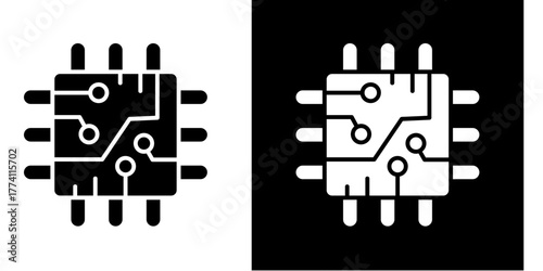 Computer Chip  Icon Set White Style Collection