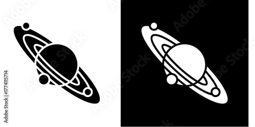 Planetary Orbit  Icon Set White Style Collection