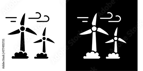 Wind Turbine  Icon Set White Style Collection