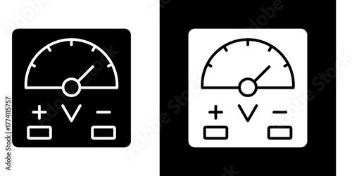 Voltage Meter  Icon Set White Style Collection