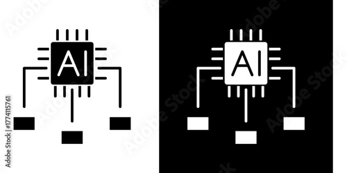 Ai Algorithm  Icon Set White Style Collection