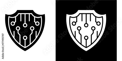 Cybersecurity Shield  Icon Set White Style Collection