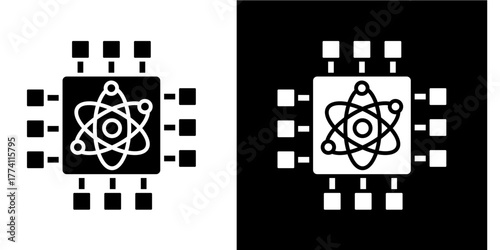 Quantum Computing  Icon Set White Style Collection