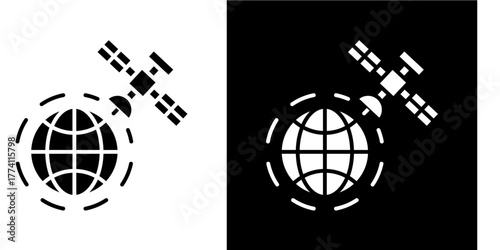 Satellite Orbit  Icon Set White Style Collection
