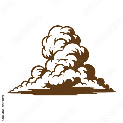 Beautiful brown silhouette of a large cumulus cloud for vintage art and creative design
