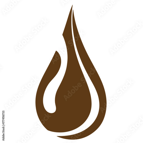 Brown drop illustration representing coffee oil or liquid for vintage art designs