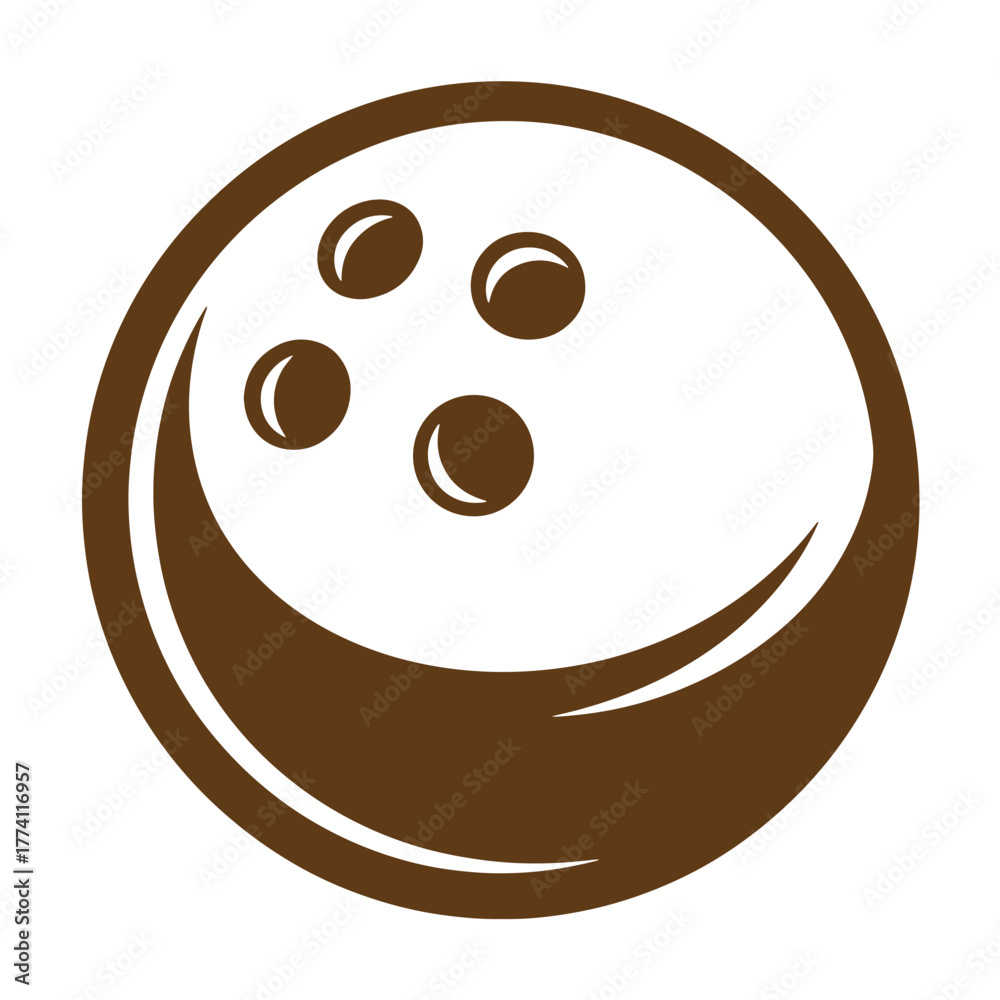 Fototapeta premium Brown stylized coconut fruit illustration showcasing a simple minimalistic vintage art design