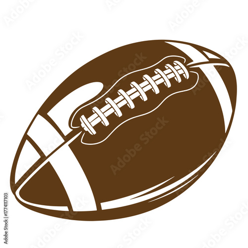 Classic american football illustrated in a clean vintage art style isolated on white background