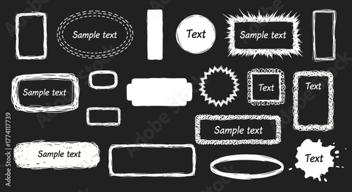 Set of hand-drawn frames and borders for text, creating a unique and artistic touch for your designs