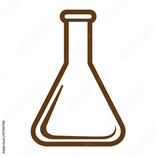 Simple outline drawing of a vintage art erlenmeyer flask used in chemistry science lab