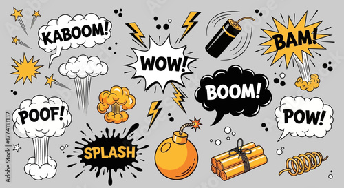 Comic Book Explosions and Sound Effects A Collection of Graphic Elements