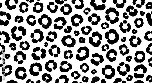 Seamless Black and White Leopard Print Vector Pattern Background