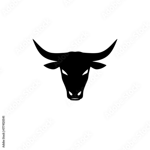 Powerful bull head silhouette symbolizing strength determination and resilience
