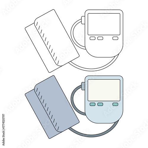 Digital blood pressure monitor. Health theme. Vector illustration.