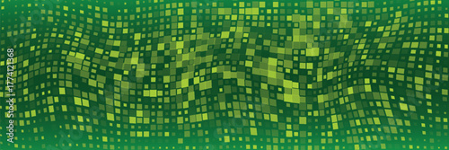 Abstract background of small circles or pixels of different sizes in green colors