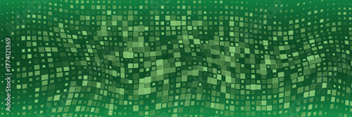 Abstract background of small circles or pixels of different sizes in green colors