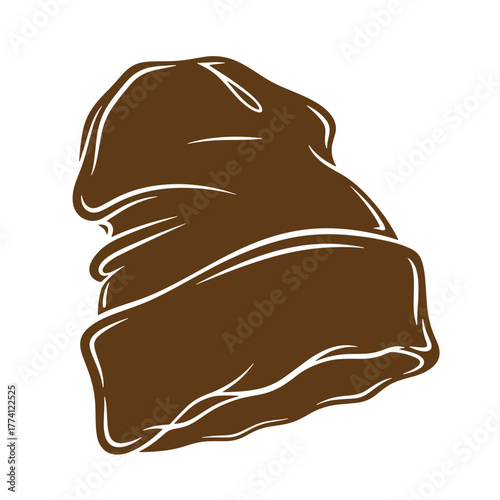Brown beanie hat silhouette illustration for winter fashion and vintage art design elements