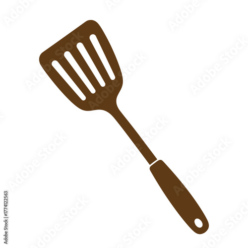Brown kitchen spatula illustration in simple flat style suitable for cooking and vintage art