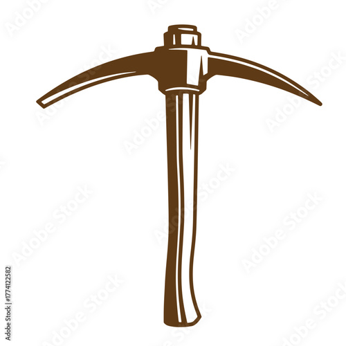 Brown pickaxe illustration vintage art design isolated on a white background