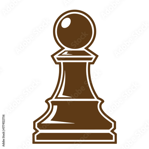 Brown vintage art chess pawn illustration isolated on white background for design elements