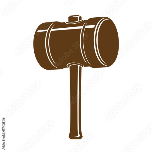 Brown wooden mallet illustration of vintage art design for law and judgement