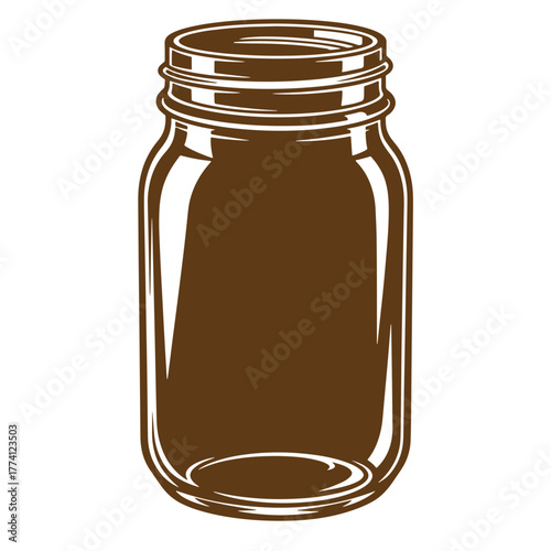 Isolated vintage art illustration of a brown mason jar on a white background