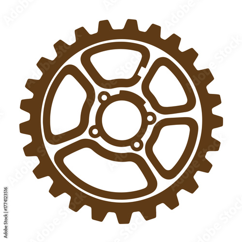 Detailed brown gear illustration perfect for industrial or vintage art design concepts
