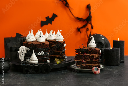 Tasty Halloween cake with g...