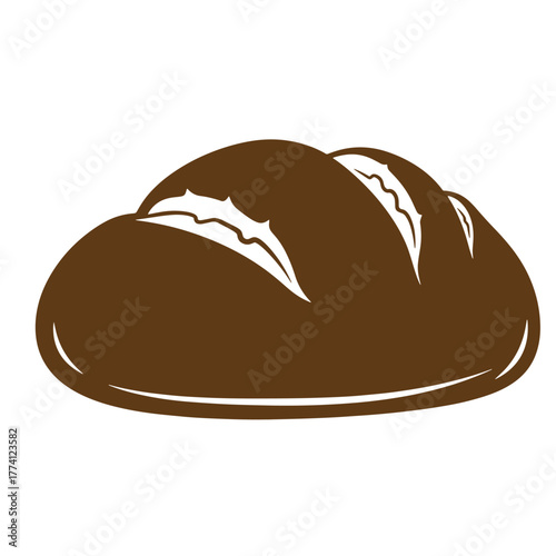 Simple and delicious illustration of a freshly baked loaf of brown bread vintage art