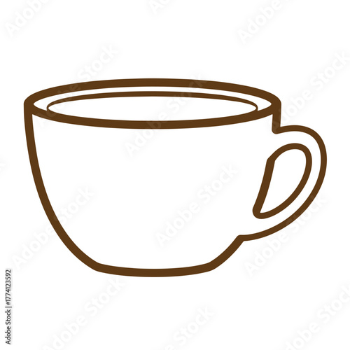 Simple brown outline drawing of a coffee cup or teacup design with handle
