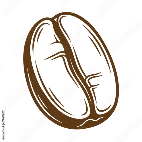 Simple outline illustration of a single roasted coffee bean for coffee related design