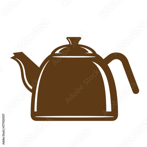 Vector illustration of a brown vintage art teapot for coffee or tea preparation