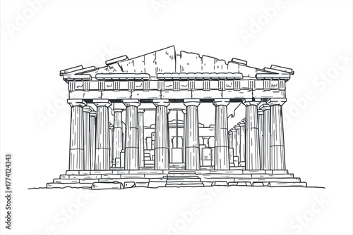 Ancient Greek Temple Illustration