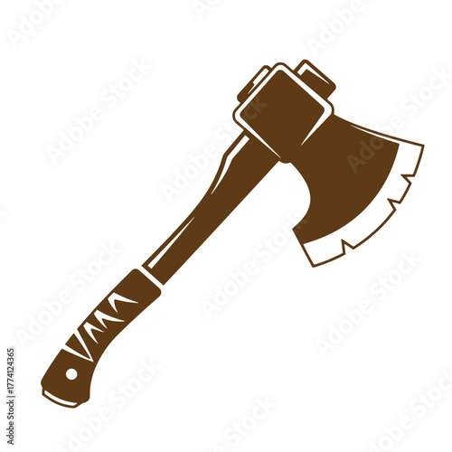 Simple brown axe illustration isolated on white background for vintage art and design elements