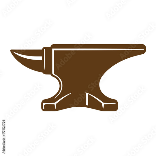 Vintage art illustration of a brown silhouette anvil perfect for blacksmith or crafts designs