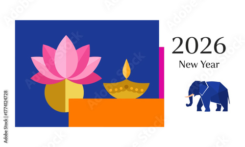 Colorful Indian Style 2026 New Year Background Design