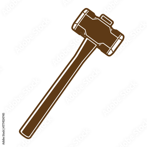 Vintage art illustration of a brown sledgehammer on a clean white background