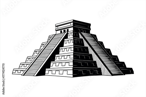 Chichen Itza Pyramid Illustration